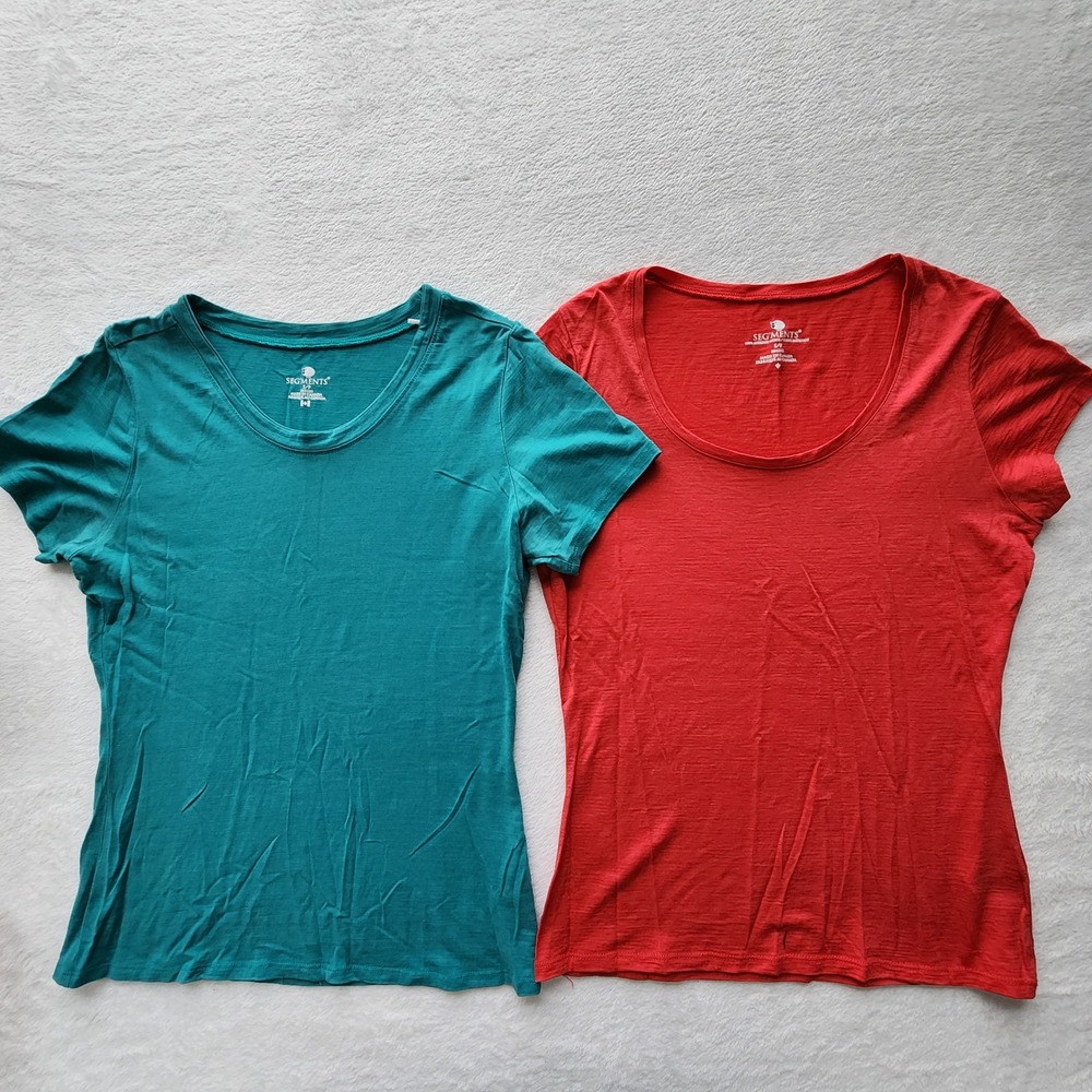Segments Merino Wool T-Shirts Womens Small Red Teal Base Layer Lot Hiking Camp